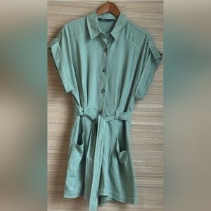 Zara Green Button-Down Romper